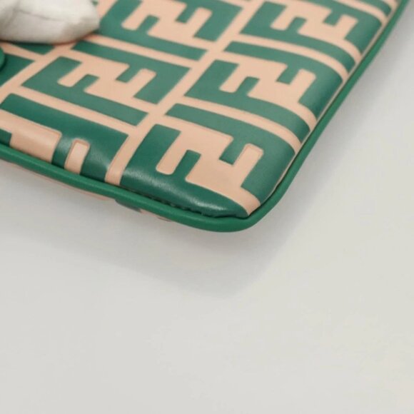 FENDI Zucca Canvas Triplet Pouch Black Brown Red Auth ac3770 - Picture 10 of 16